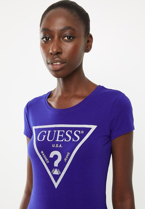 GUESS - Short sleeve caviar triangle tee - blue