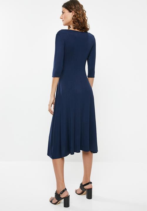 edit - Mock wrap dress - navy