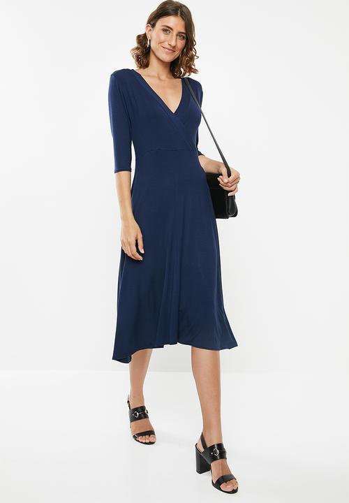 edit - Mock wrap dress - navy