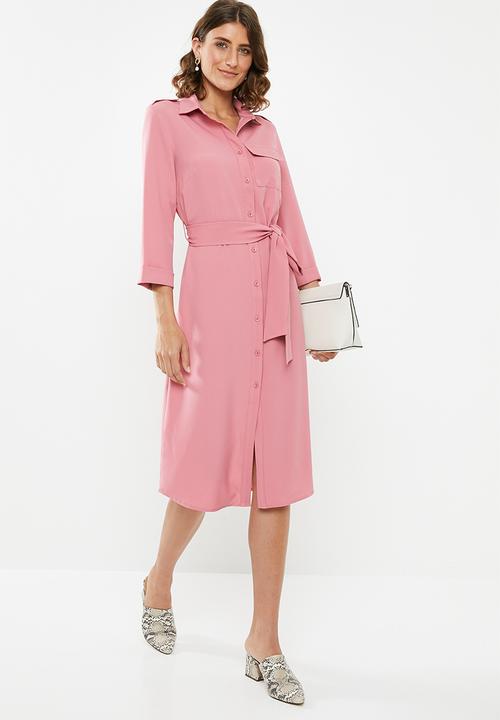 edit - Utility shirt dress - pink