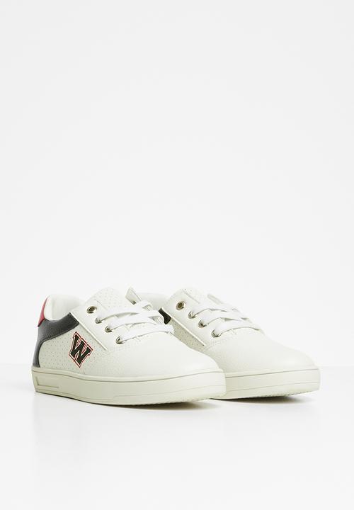 Pop Candy - Boys logo lace up sneaker - white