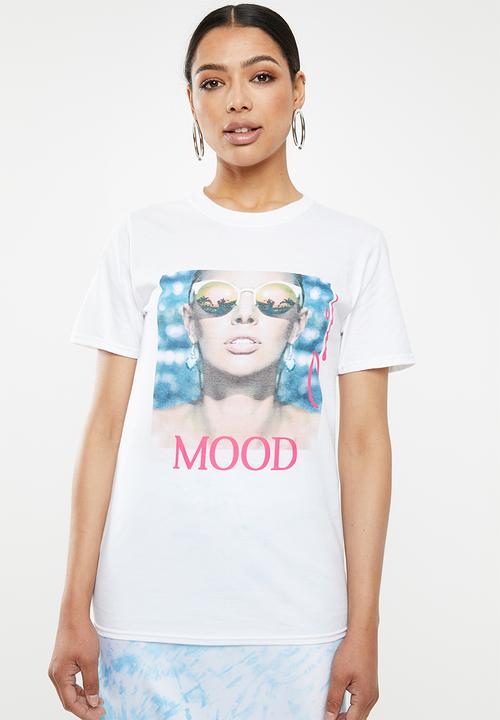 Missguided - Mood face graphic T-shirt - white