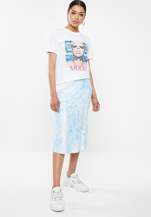 Missguided - Mood face graphic T-shirt - white