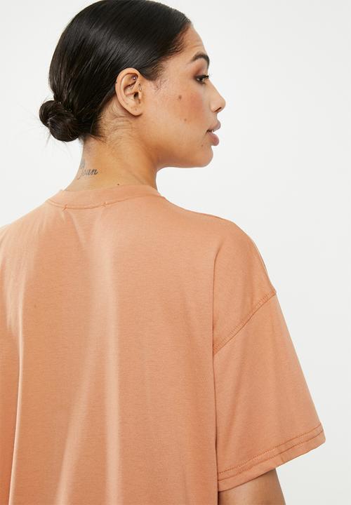 Missguided - Oversized zip T-shirt dress - tan