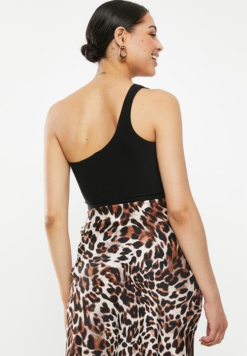 Missguided - Slinky one shoulder sleeveless bodysuit - black