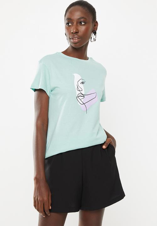 Superbalist - Printed tee - misty jade