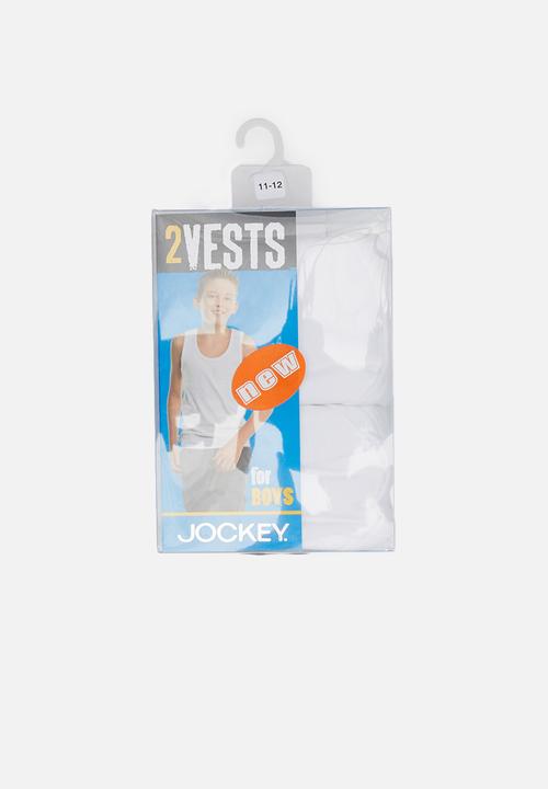 Jockey - 2Pack boys single jersey interlock vest - white