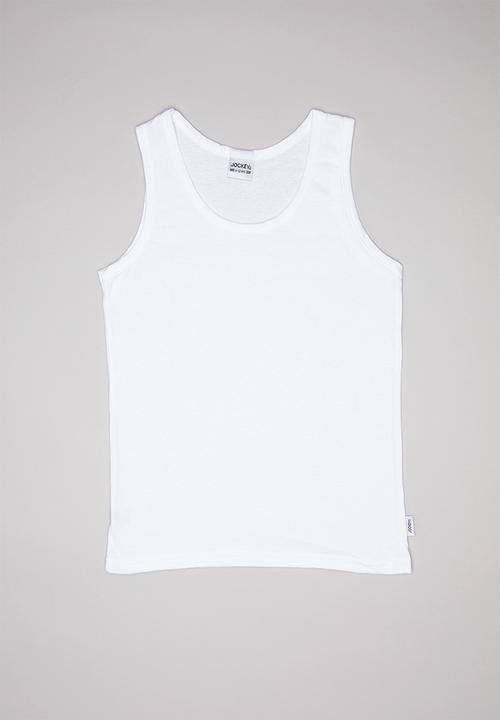 Jockey - 2Pack boys single jersey interlock vest - white