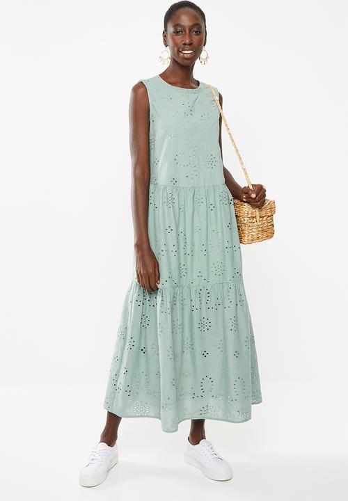 Superbalist - Tiered anglaise dress - green