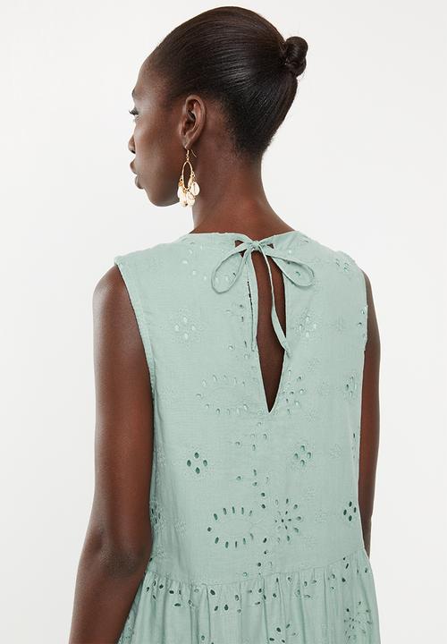 Superbalist - Tiered anglaise dress - green