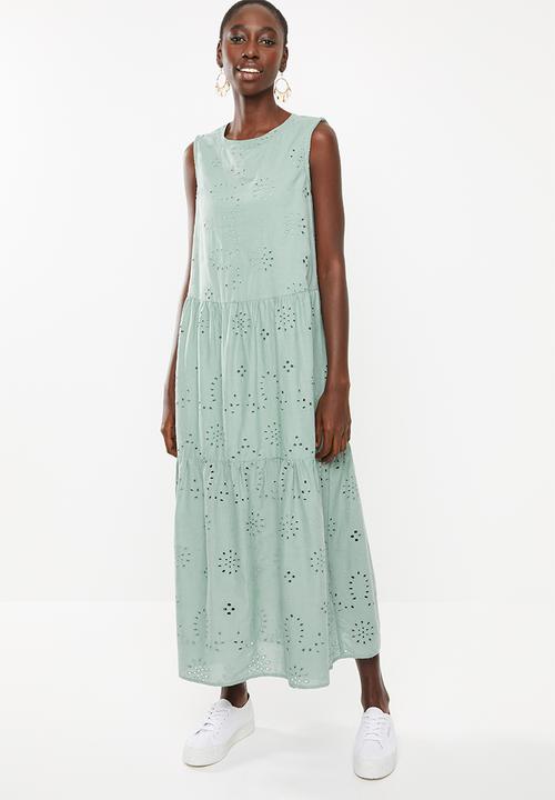 Superbalist - Tiered anglaise dress - green