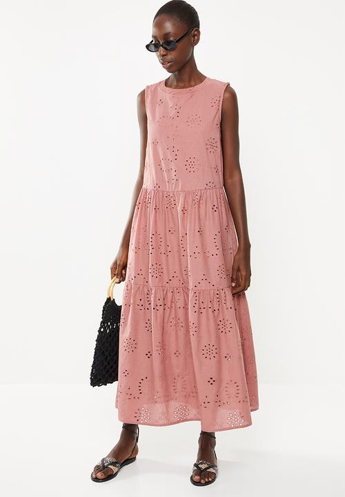 Superbalist - Tiered anglaise dress - pink