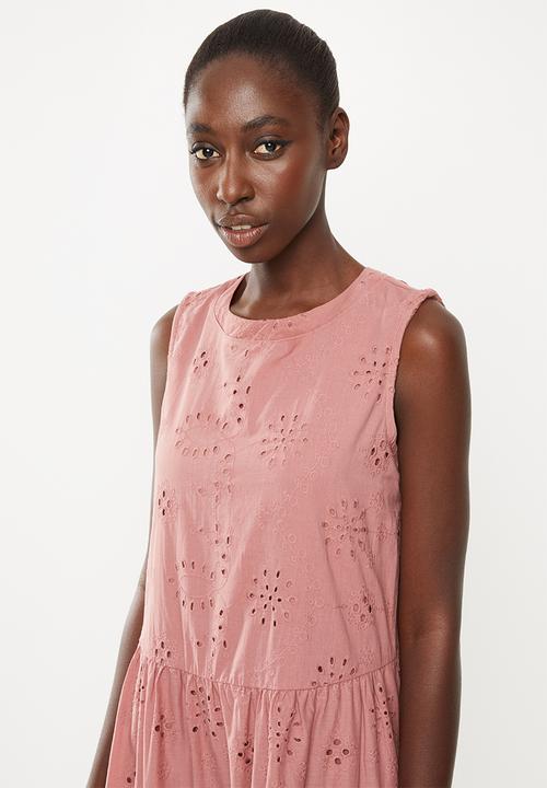 Superbalist - Tiered anglaise dress - pink