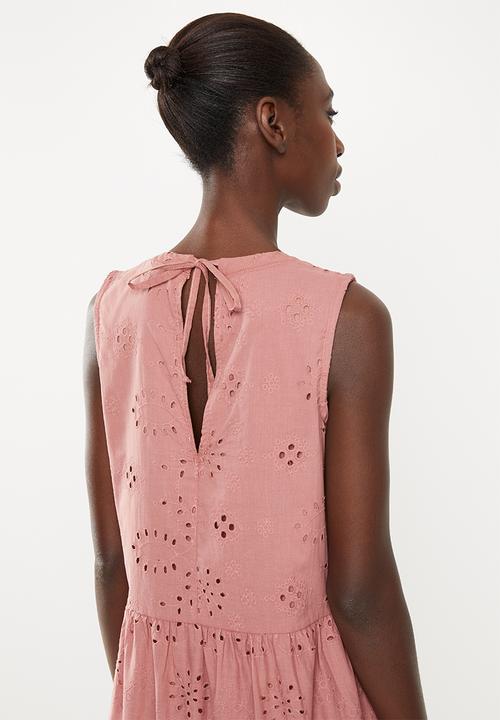 Superbalist - Tiered anglaise dress - pink