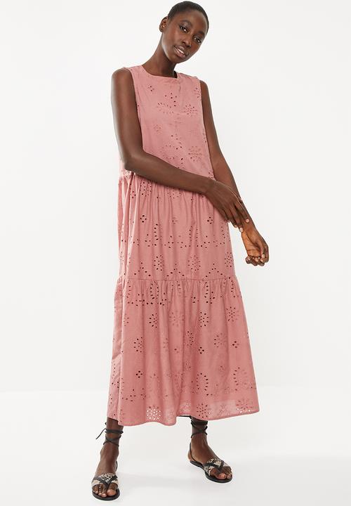 Superbalist - Tiered anglaise dress - pink
