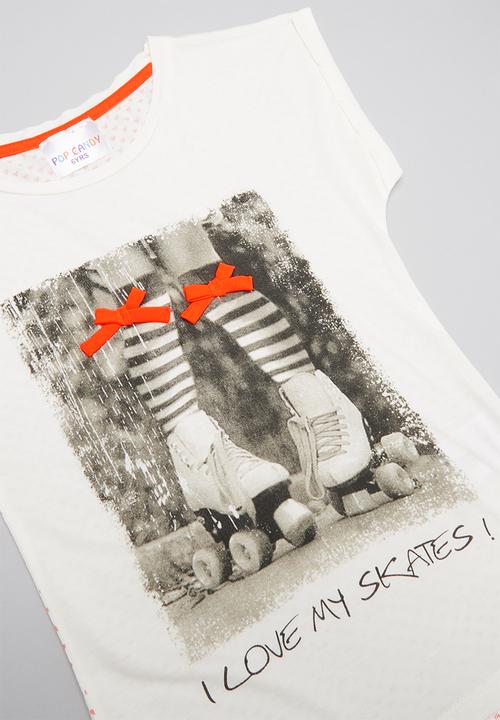 Pop Candy - Love my skates short sleeve tee - cream 
