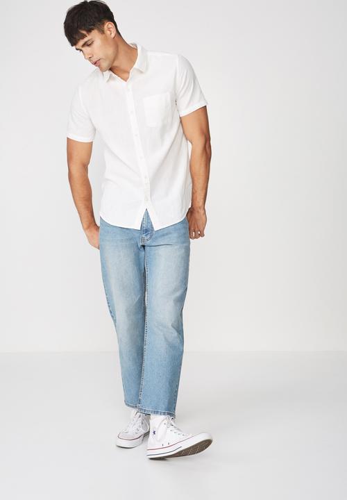 Cotton On - Linen cotton short sleeve shirt - white