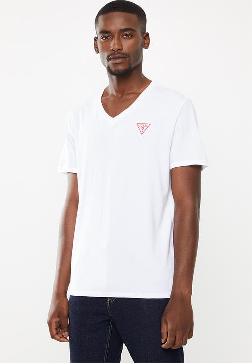 guess men's v neck t shirts