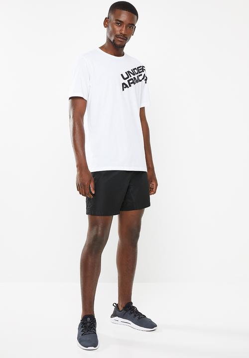 Under Armour - Wordmark shoulder short sleeve tee - white & black 