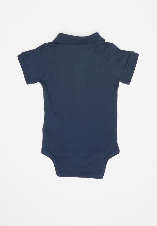 UP Baby - Soft jersey polo bodysuit - navy