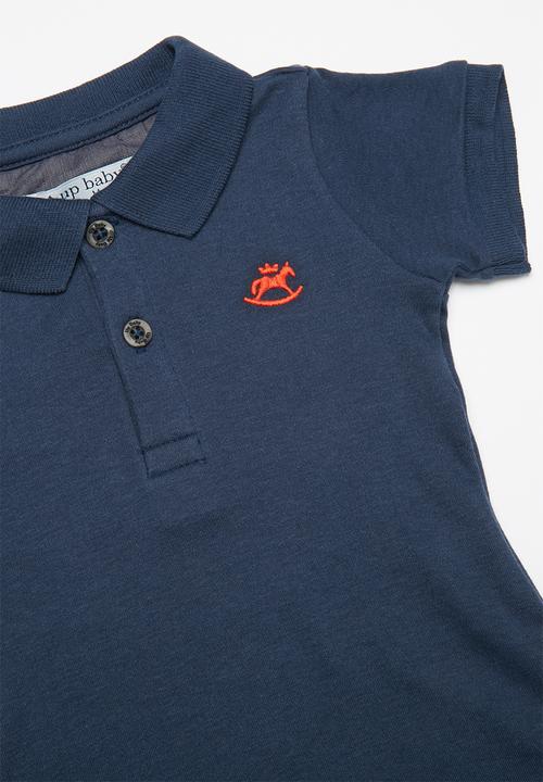 UP Baby - Soft jersey polo bodysuit - navy