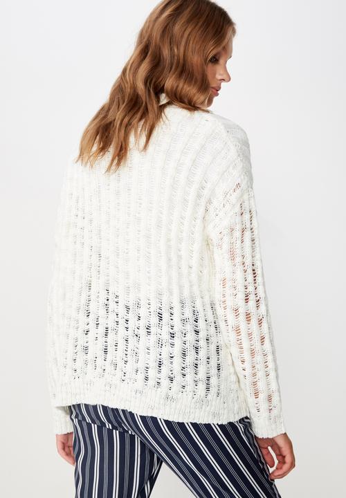 Cotton On - Open ladder knit cardi  - white