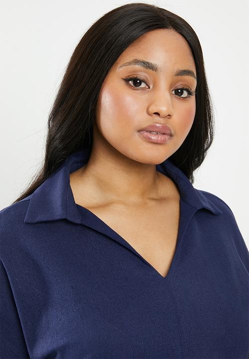 edit Plus - Belted shirt dress - navy