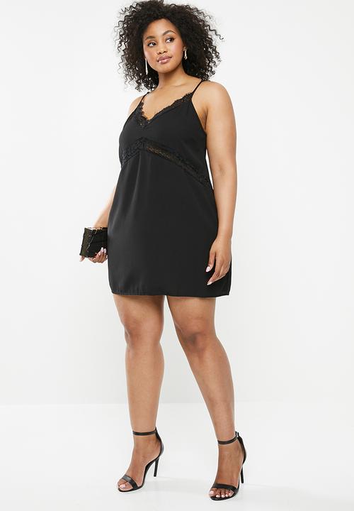 Missguided - Plus size lace insert cami dress - black
