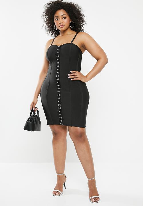 Missguided - Plus bandage hook eye mini dress - black