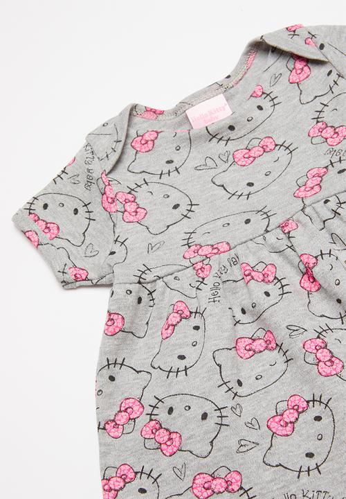 Hello Kitty - Soft jersey cotton blouse and diaper cover set - grey & pink
