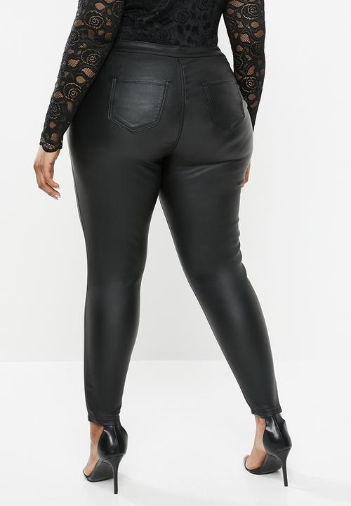 Missguided - Curve vice coated high waisted skinny - black