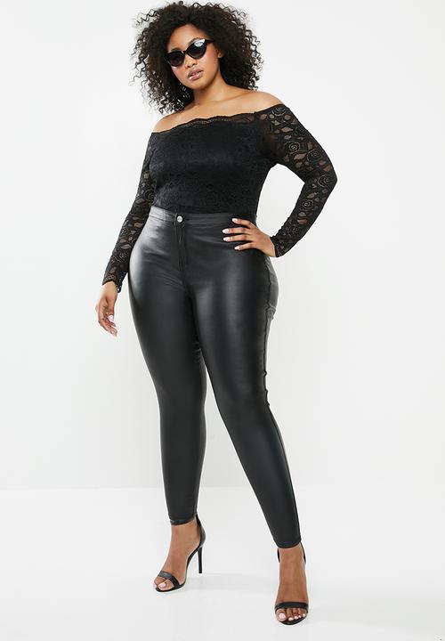 Missguided - Curve vice coated high waisted skinny - black