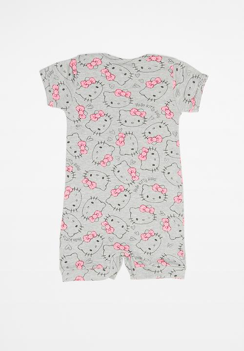 Hello Kitty - Soft jersey cotton romper - grey & pink
