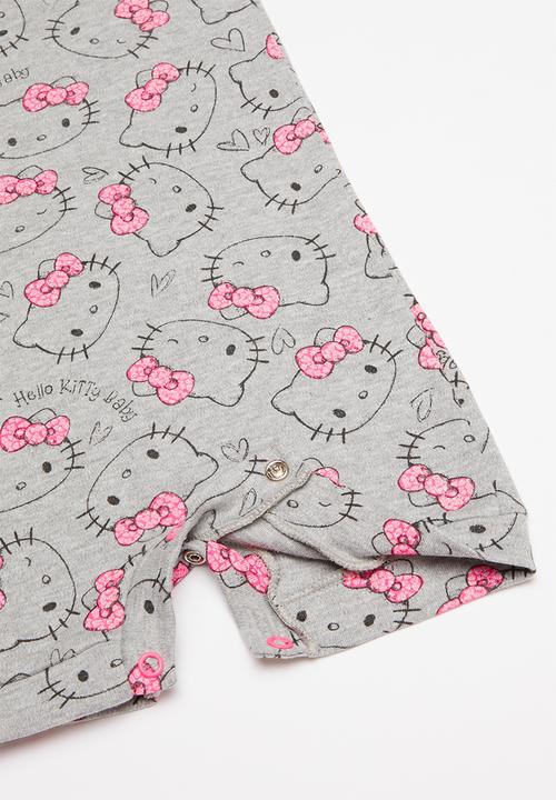 Hello Kitty - Soft jersey cotton romper - grey & pink