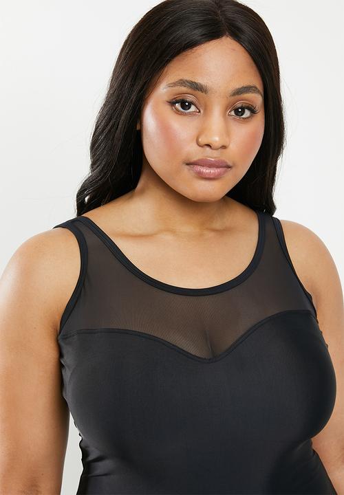 Quayside - Mesh neck suit - black
