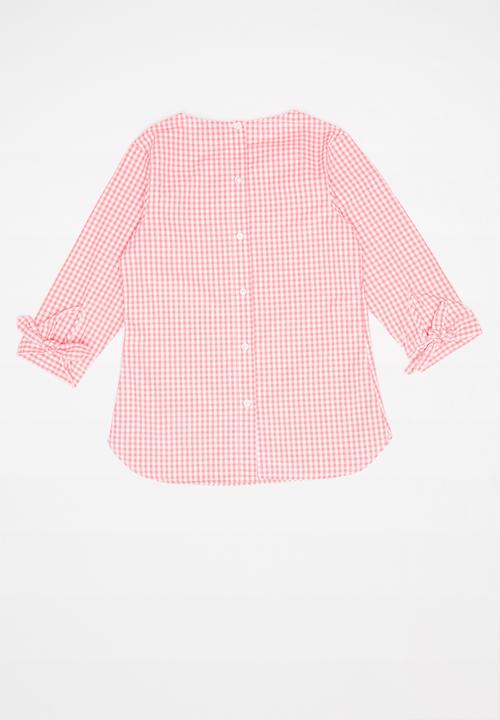 POLO - Claire checked blouse - pink & white 