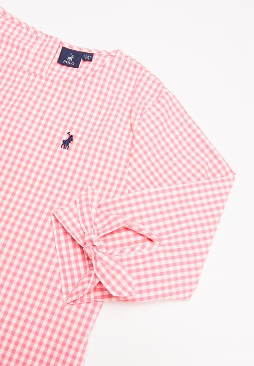 POLO - Claire checked blouse - pink & white 