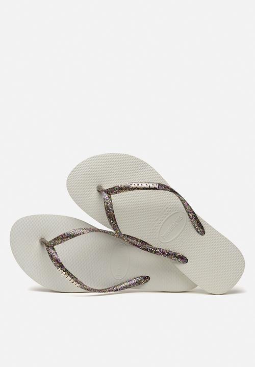 Havaianas - Slim logo metallic - white & silver