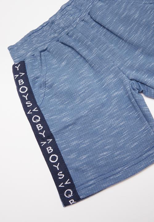 Quimby - Single jersey T-shirt and sweat bermuda set - blue