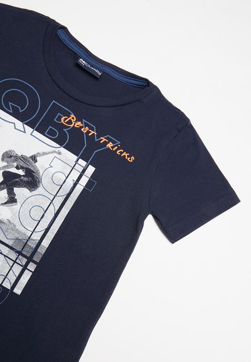 Quimby - Single jersey T-shirt and sweat bermuda set - blue