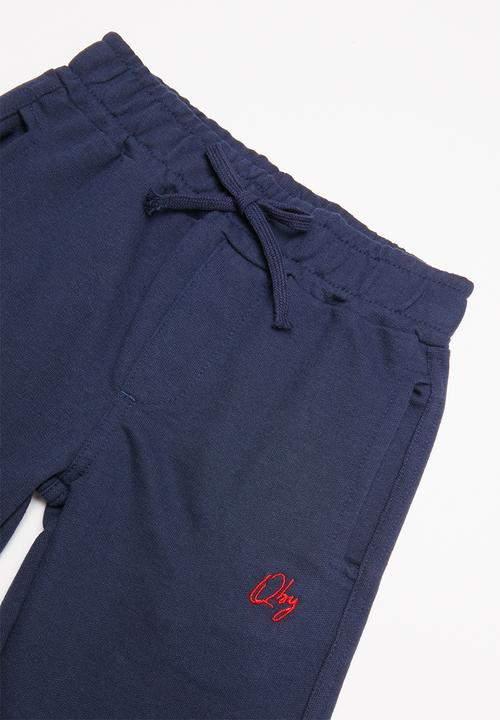 Quimby - Single jersey T-shirt and sweat bermuda set - red & navy