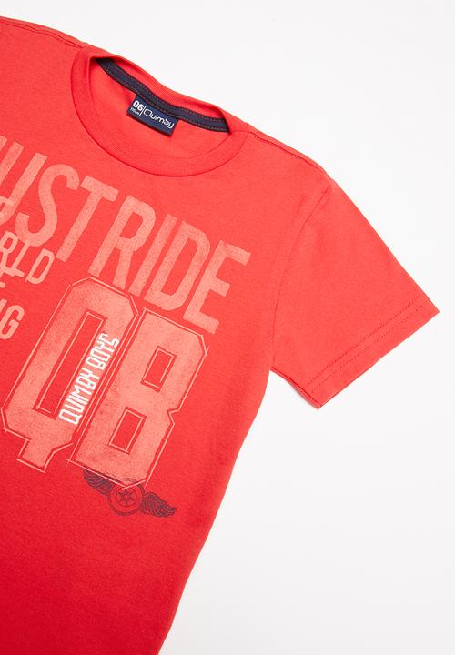 Quimby - Single jersey T-shirt and sweat bermuda set - red & navy