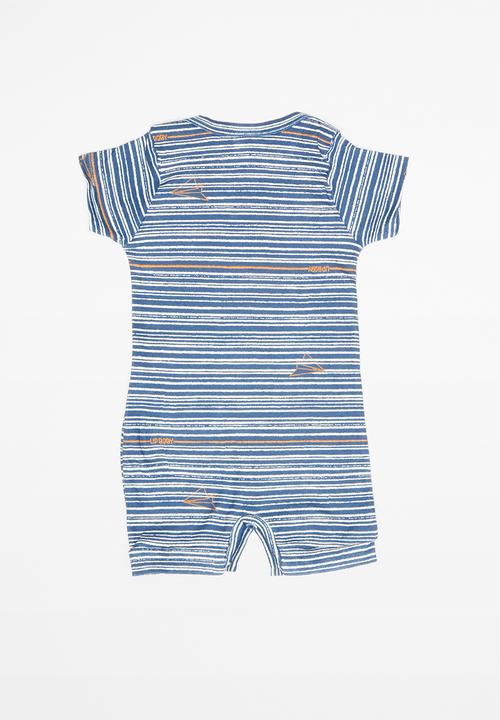 UP Baby - Soft jersey romper - blue & white