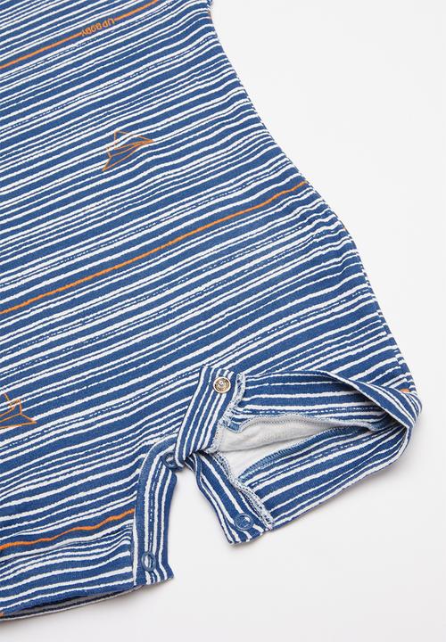 UP Baby - Soft jersey romper - blue & white