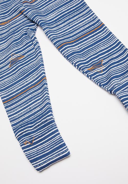 UP Baby - Soft jersey pants - blue & white