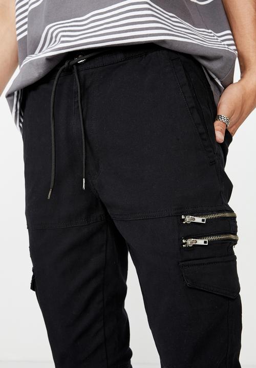 Factorie - Zipt utility pant - black