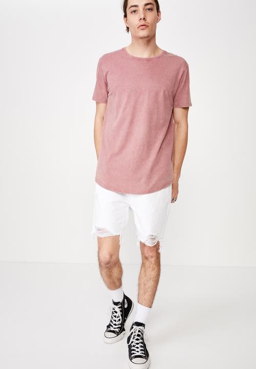 Factorie - Washed curved T-shirt - burgundy