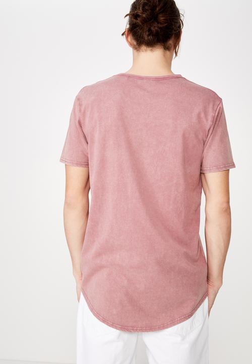 Factorie - Washed curved T-shirt - burgundy