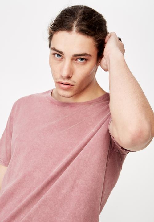 Factorie - Washed curved T-shirt - burgundy