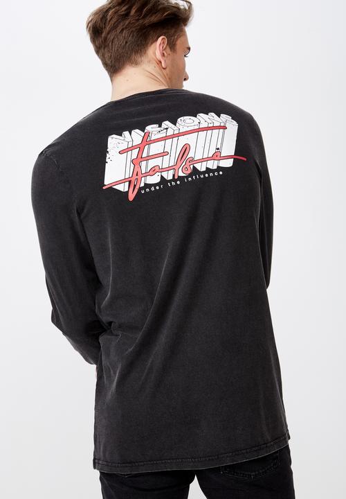 Factorie - Slim long sleeve graphic tee  - black 